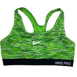 NIKE PRO Dri Fit Lime Green & Black Sports Bra Size M